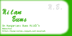 milan bums business card